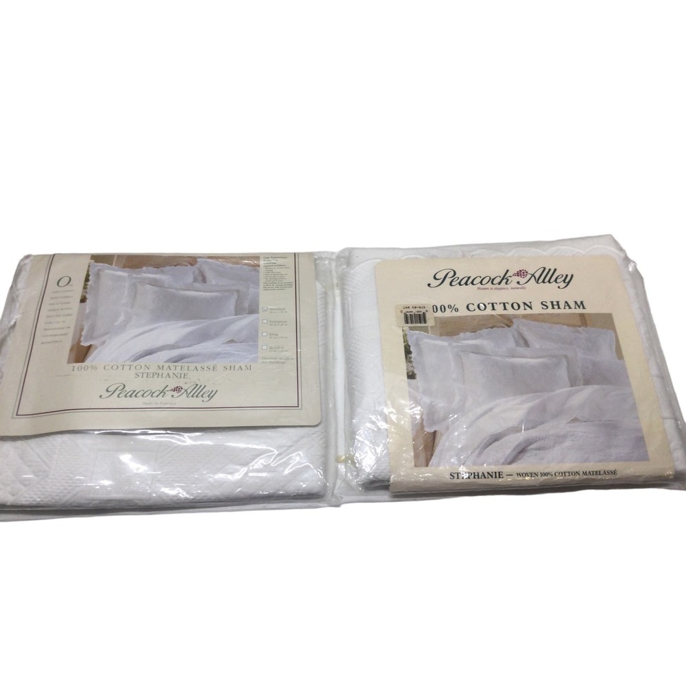 Lot of 2-Peacock Alley Standard Pillow Sham Stephanie Cotton Matelasse Sham EUC